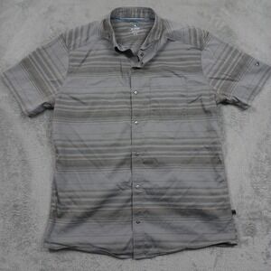 Kuhl Shirt Mens Medium Gray‎ Striped Button Up Short Sleeve Outdoor